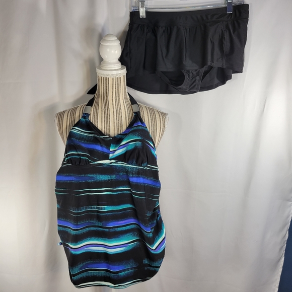 Liz Lange Maternity Multicolored Skirted Bottom Tankini Size Small - Picture 1 of 8